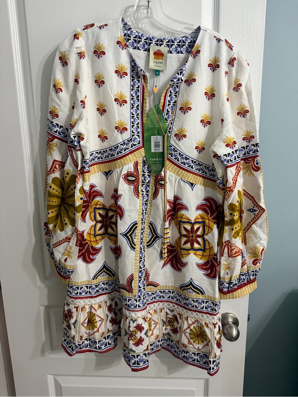 FARM Rio Cream Midi Dress with Red and Yellow Floral Print - Picture 5 of 6